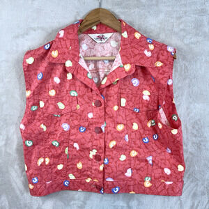 Vtg 90s Opal Lorraine Wardy Western Candy Swirl Vest Large Boho Art Teacher Core